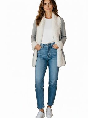 Saturday Sunday Anthropologie Women's Size XS Gray/White Open Cardigan Jacket